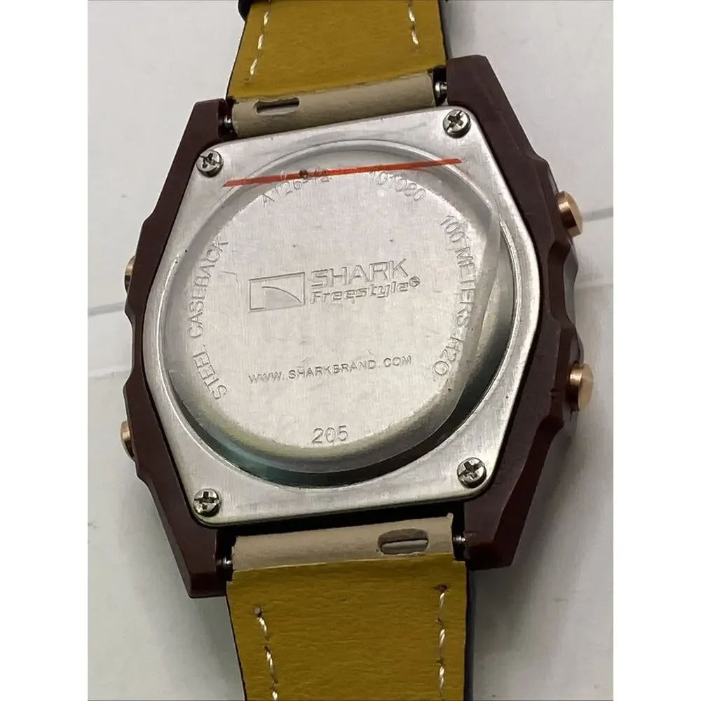 Freestyle Shark Rosegold Rhinestone Tan Leather Band Surfing Watch New Battery